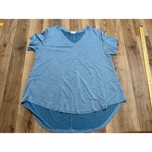 Mod Ref Shirt Women's Size Large Blue V-neck Short Sleeve Casual Shirt